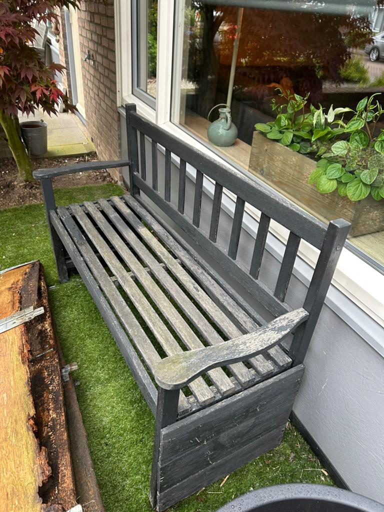 Opknapper tuinbankje gratis, Tuin en Terras, Ophalen, Zo goed als nieuw, Hout