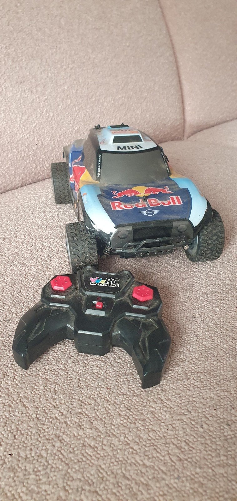 RC Mini Cooper Red Bull Rally Auto met Afstandsbediening, Elektro, Gebruikt, Auto offroad, Ophalen of Verzenden