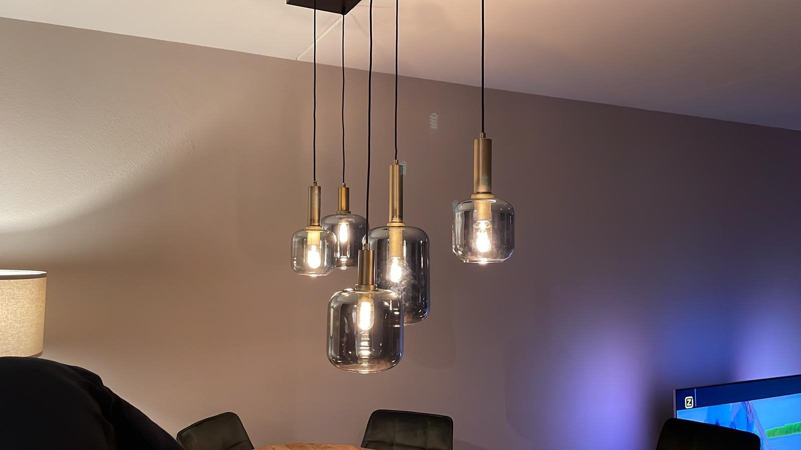 Hanglamp, Ophalen, Zo goed als nieuw, Glas, E27 (groot)
