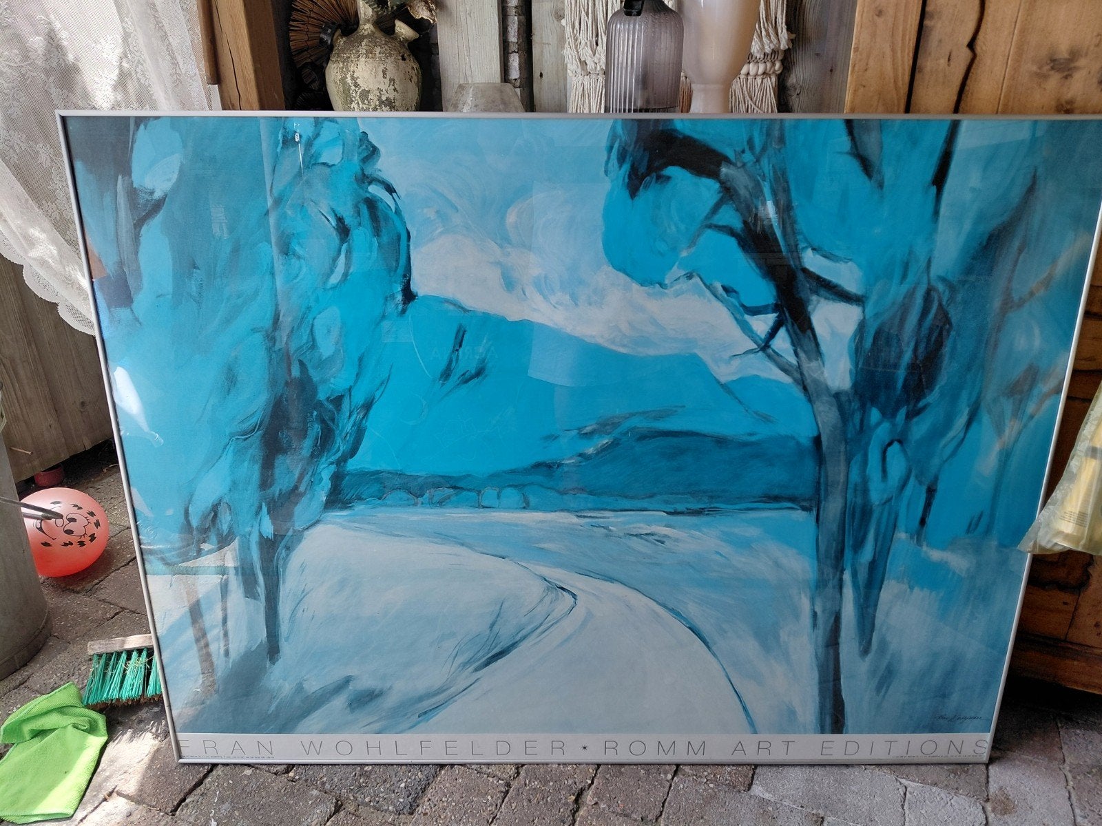 Mooi ingelijst kunstwerk, gratis af te halen, Antiek en Kunst, Kunst | Schilderijen | Klassiek, Ophalen, Abstract, Landschap, Print
