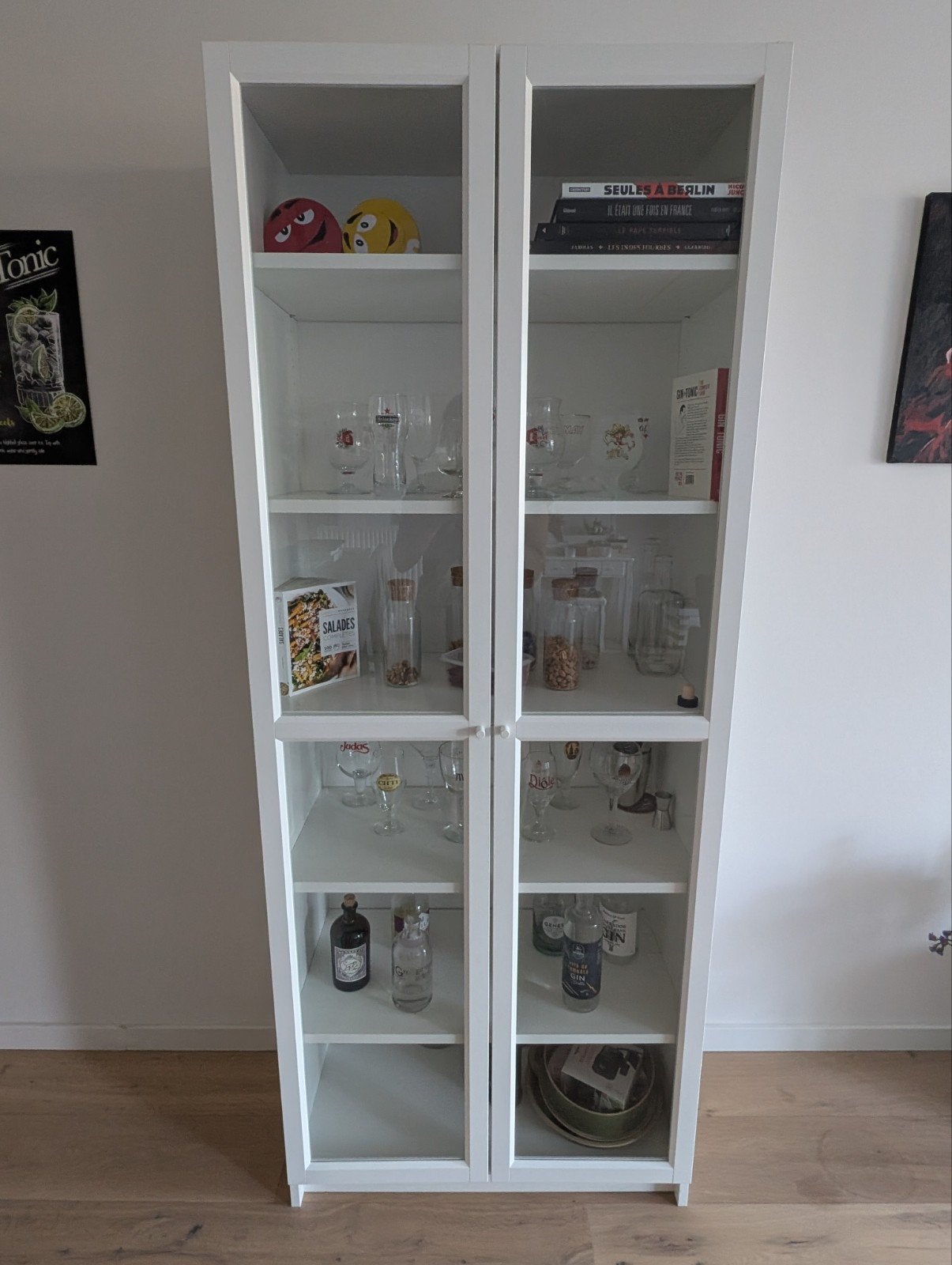 Witte IKEA Oxberg kast met glazen deuren, Huis en Inrichting, Ophalen, Gebruikt, 200 cm of meer, 50 tot 100 cm