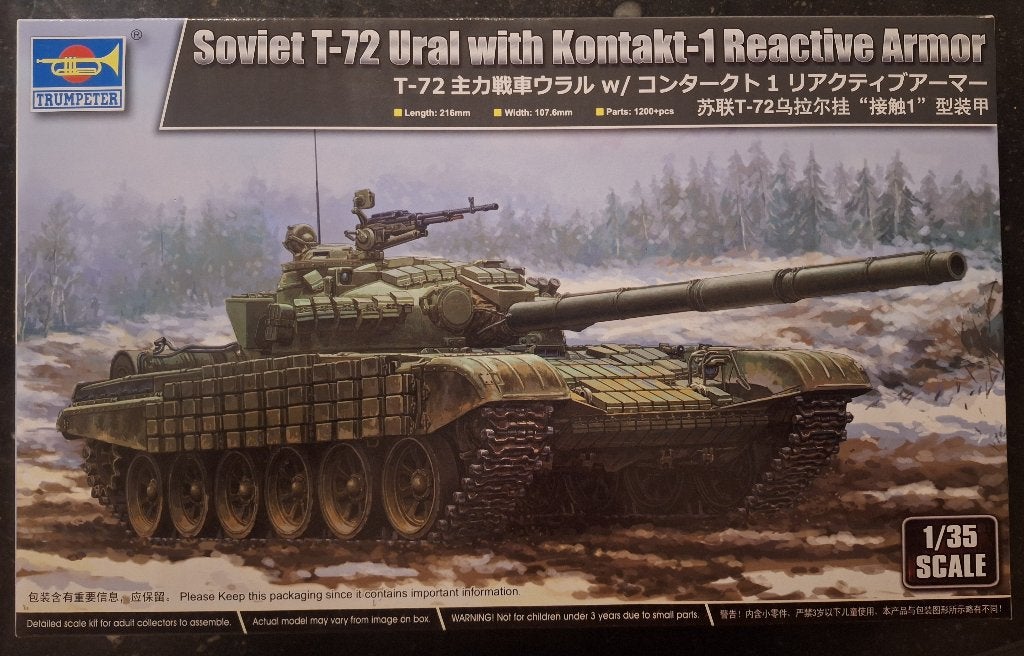 Soviet T-72 URAL w/Kontakt-1 reactive armor - Trumpeter 1/35, Overige merken, Tank, Verzenden, 1:32 tot 1:50