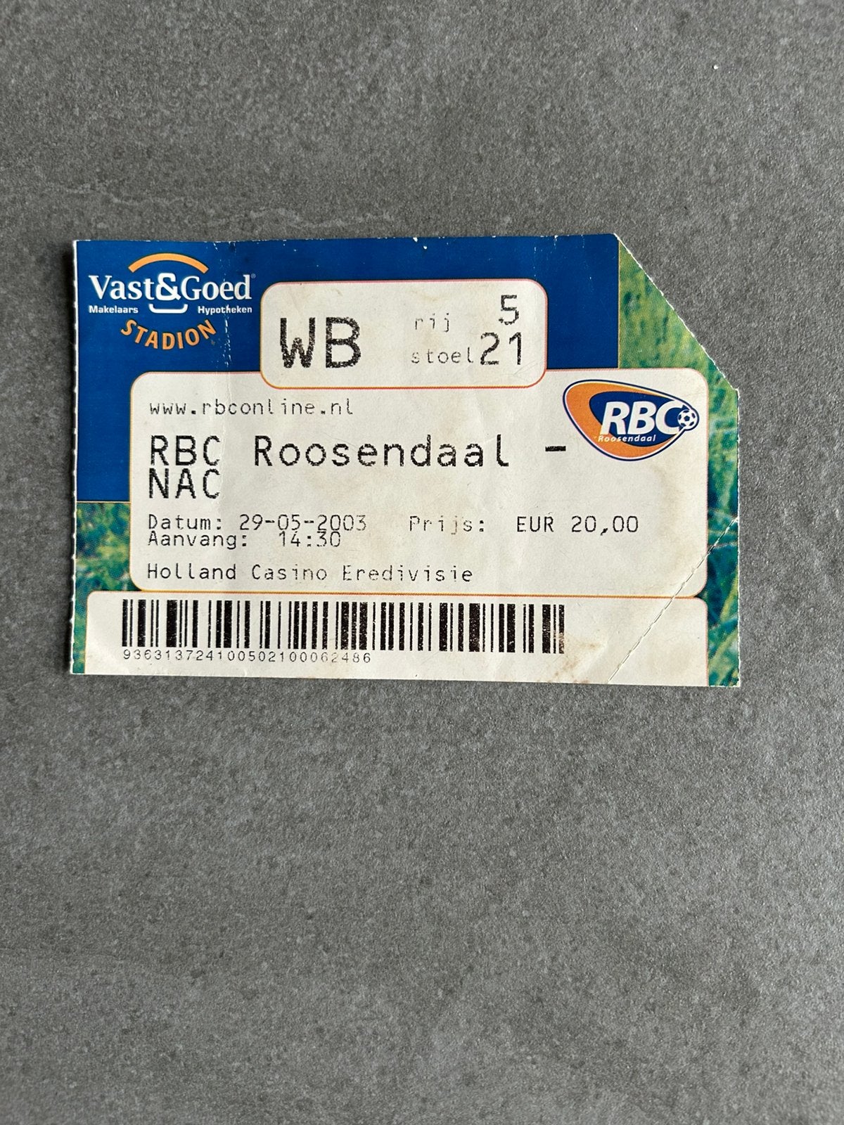 RBC - NAC ticket, Ophalen of Verzenden, NAC Breda, Overige typen