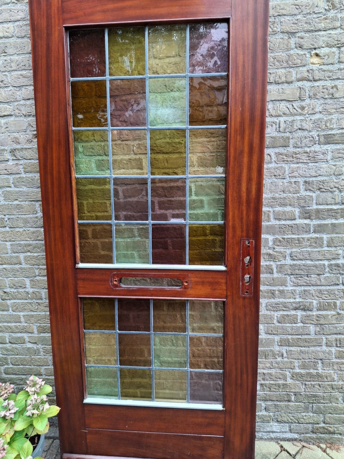 Gratis Voordeur met glas in lood - 210,5x92,7cm, Doe-het-zelf en Verbouw, Ophalen, Gebruikt, 80 tot 100 cm, Buitendeur