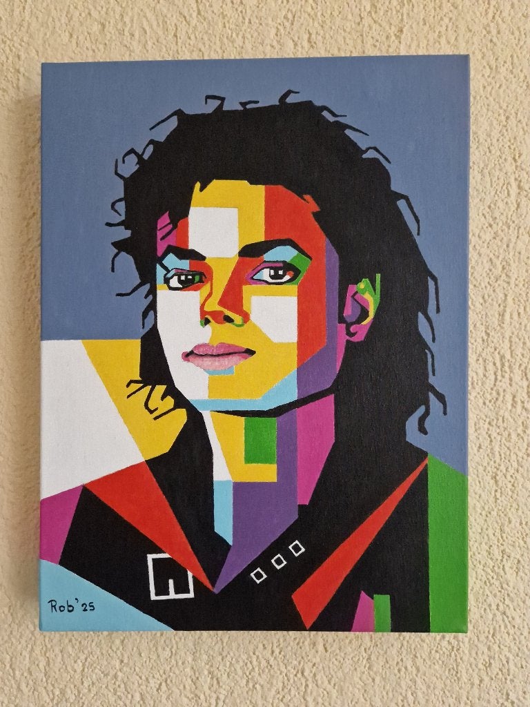 Michael Jackson, zelf handgeschilderd € 75,00, Ophalen