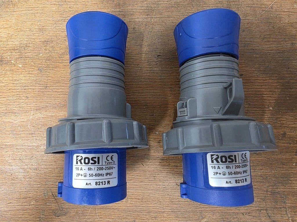 2x Rosi 2-polige CEE camping stekker met aardpen 16A IP67, Caravans en Kamperen, Kampeeraccessoires, Nieuw, Ophalen of Verzenden