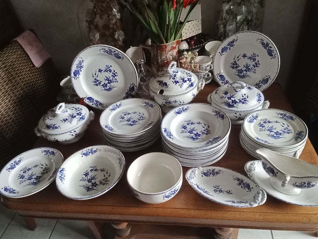 prachtig antiek 12 persoons eetservies Boch Grand Bouquet, Ophalen