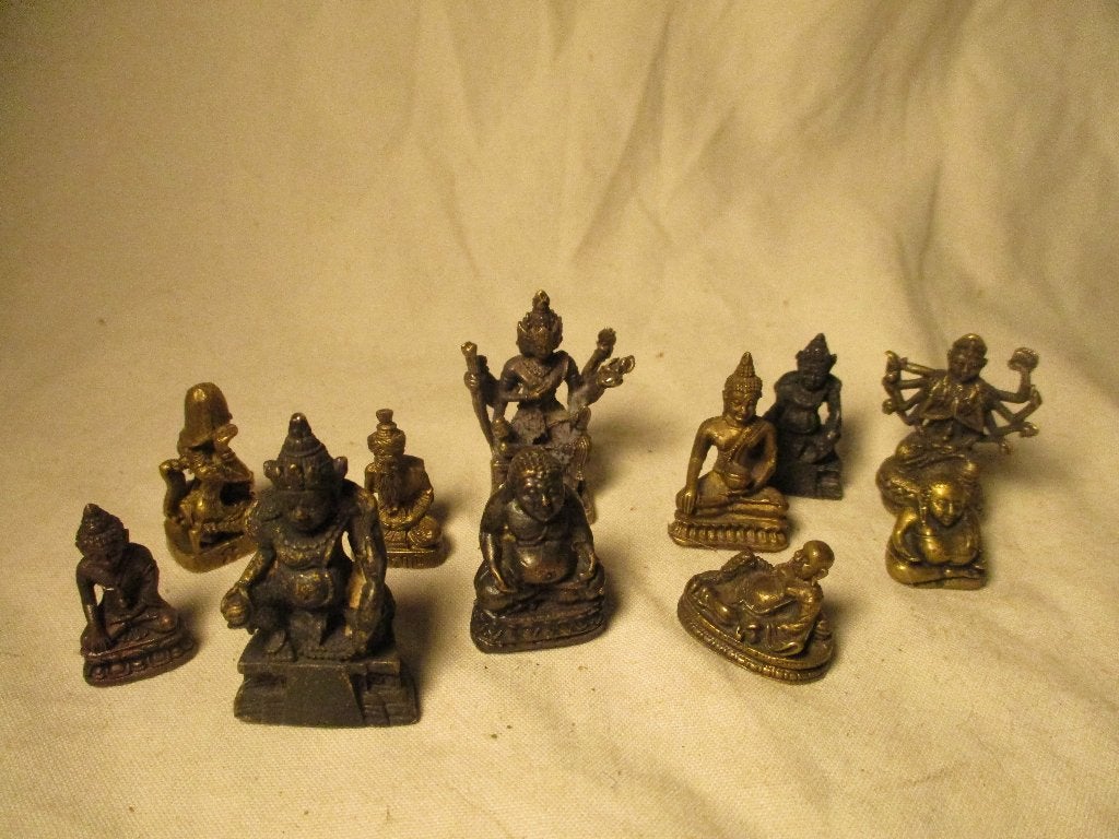 11x antiek kleine Boedha religie beeldjes van koper-brons, Antiek en Kunst, Antiek | Koper en Brons, Ophalen of Verzenden