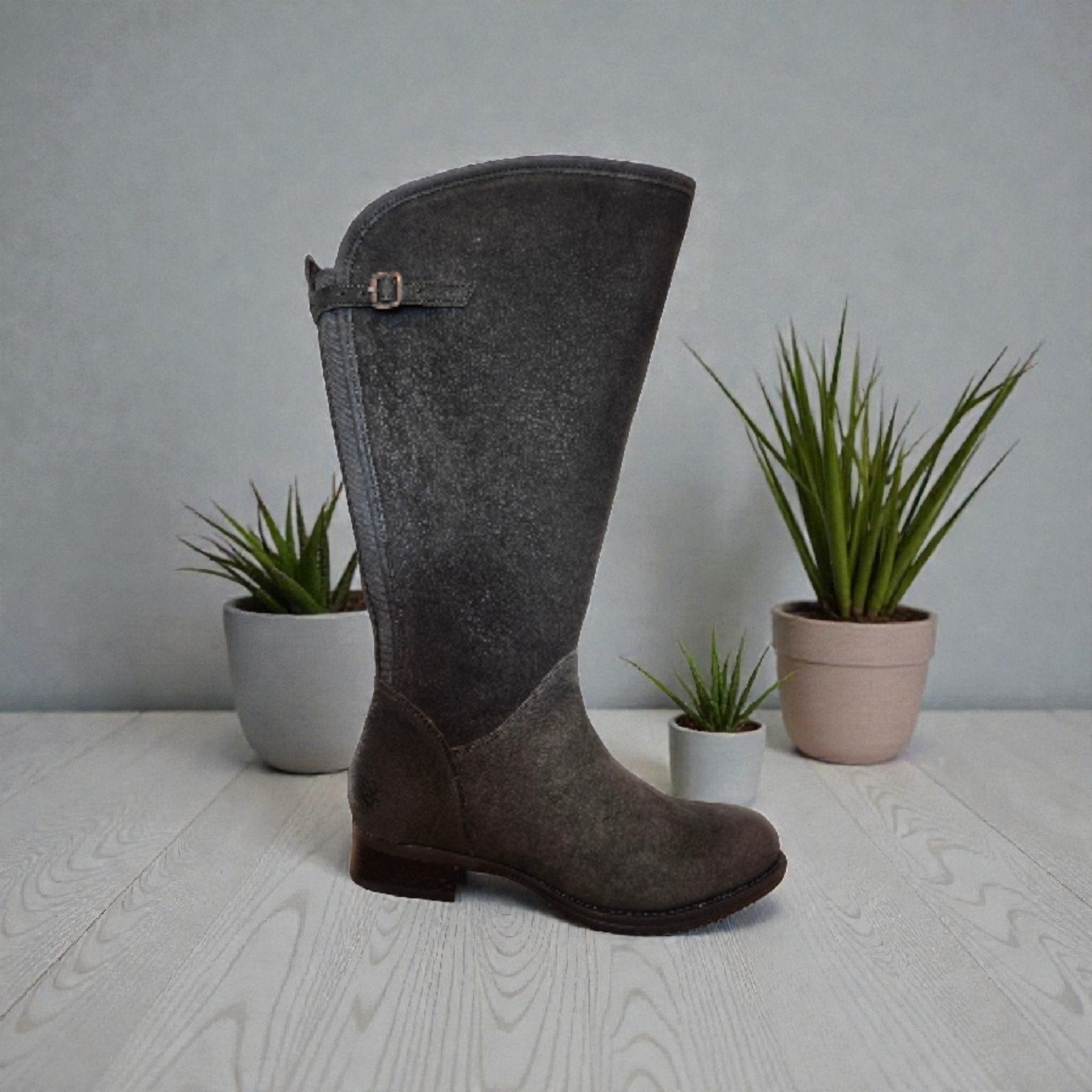 JJ Footwear Niada grijze leren laarzen mt 38 XL schacht, Kleding | Dames, Hoge laarzen, JJ Footwear, Verzenden, Nieuw