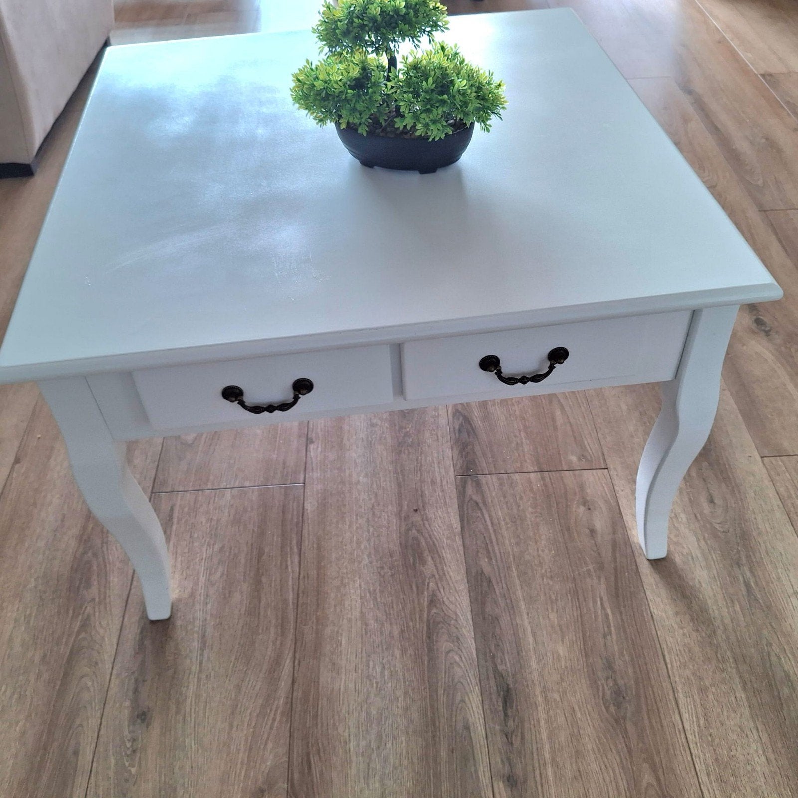Witte salontafel met lades, Huis en Inrichting, Ophalen, 50 – 75, 50 tot 100 cm, Vierkant