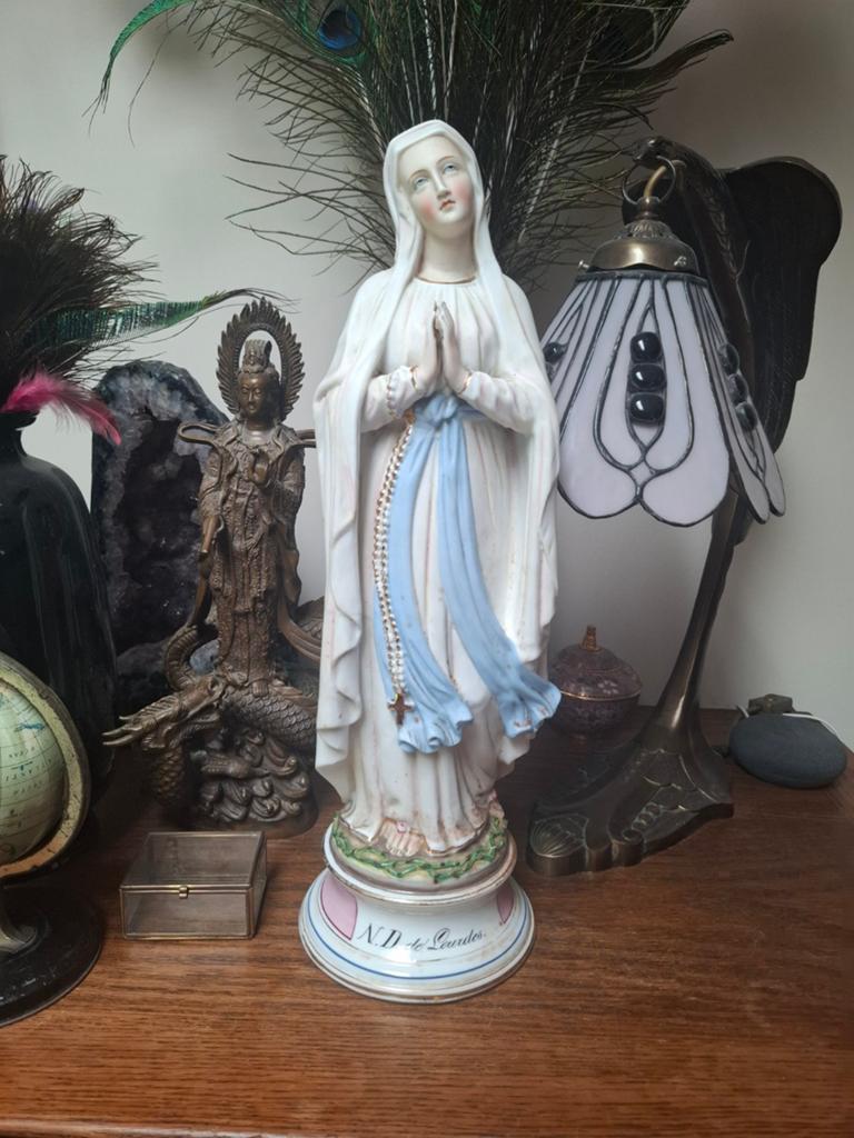 Prachtig groot antiek heiligbeeld Maria Lourdes ca 48cm, Ophalen