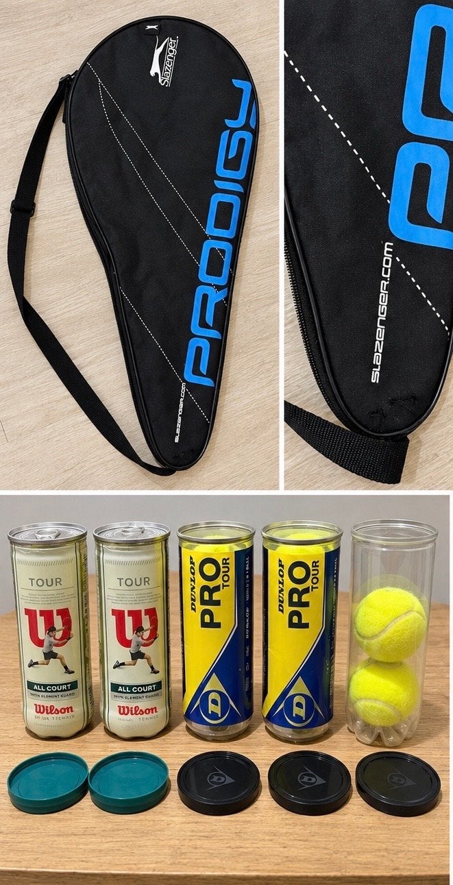 Foto 2 van Complete tennis set: 3 rackets, ballen en tas