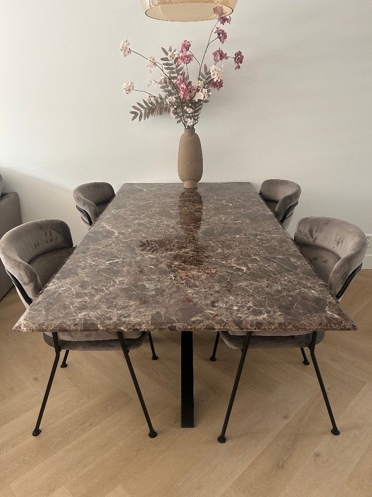 Eettafel + stoelen & salontafel, Ophalen, Overige materialen, Gebruikt, 200 cm of meer