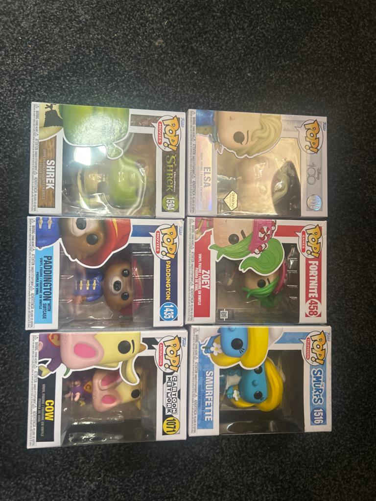 6 Speciale Funko Pops: Shrek, Elsa, Paddington, Zoey, Koe, S, Ophalen of Verzenden, Nieuw