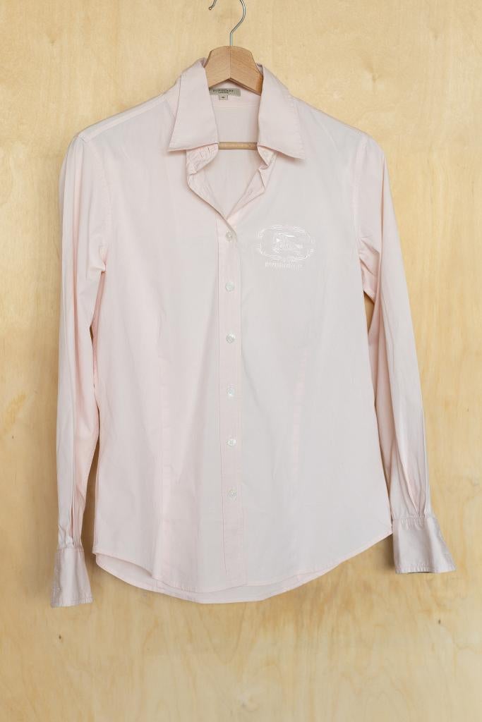 Burberry lichtroze designer blouse met ruit bij mouw M 38, Maat 38/40 (M), Ophalen of Verzenden, Zo goed als nieuw, Burberry