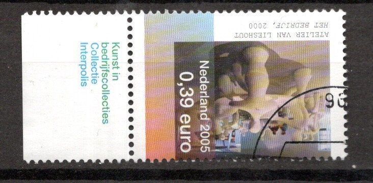 gestempelde zegel. jaar 2005:  kunst met tab, Ophalen of Verzenden, Na 1940, Gestempeld