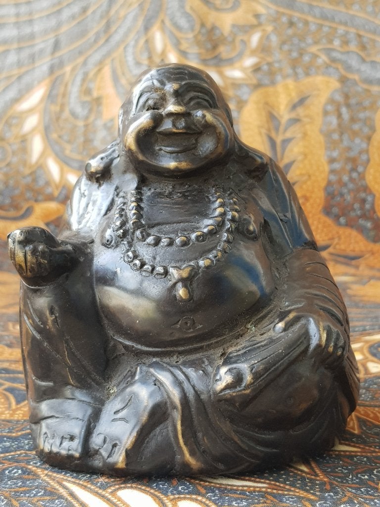 Mooie zware antieke Chinese Boeddha van brons 11,5 cm., Antiek en Kunst, Handgemaakt, Ophalen of Verzenden, China, Brons