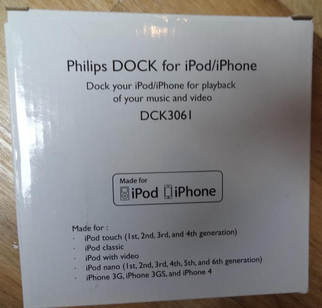 PHILIPS   Docking station  voor  Ipod en Iphone  (DCK-3061), Philips, Docking station, Telefoon, Nieuw