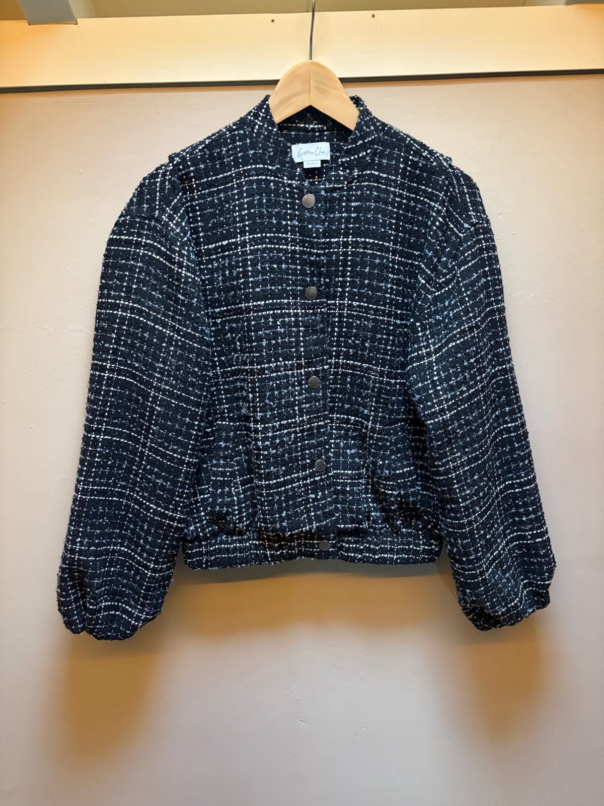 Cotton Club Stijlvol zwart-wit geruit jasje, Kleding | Dames, Ophalen of Verzenden, Zo goed als nieuw, Maat 36 (S), Zwart