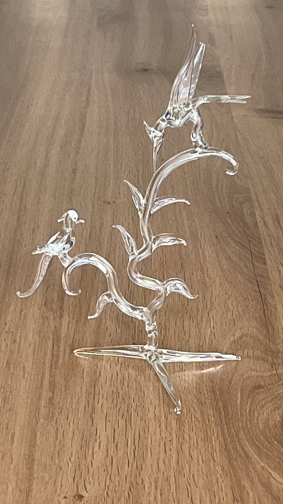 Glazen kunstwerk vogels, Ophalen