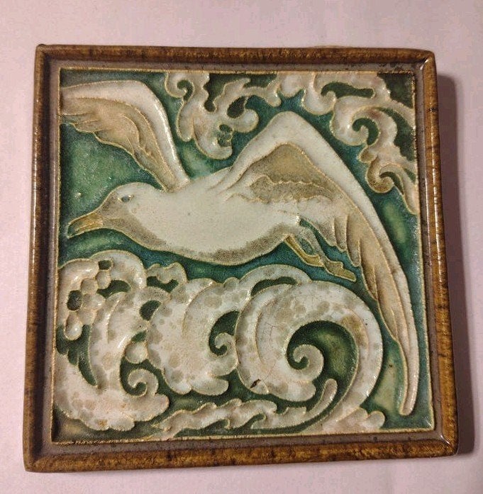 Porceleyne Fles Meeuw Cloisonné Tegel, Antiek en Kunst, Ophalen of Verzenden