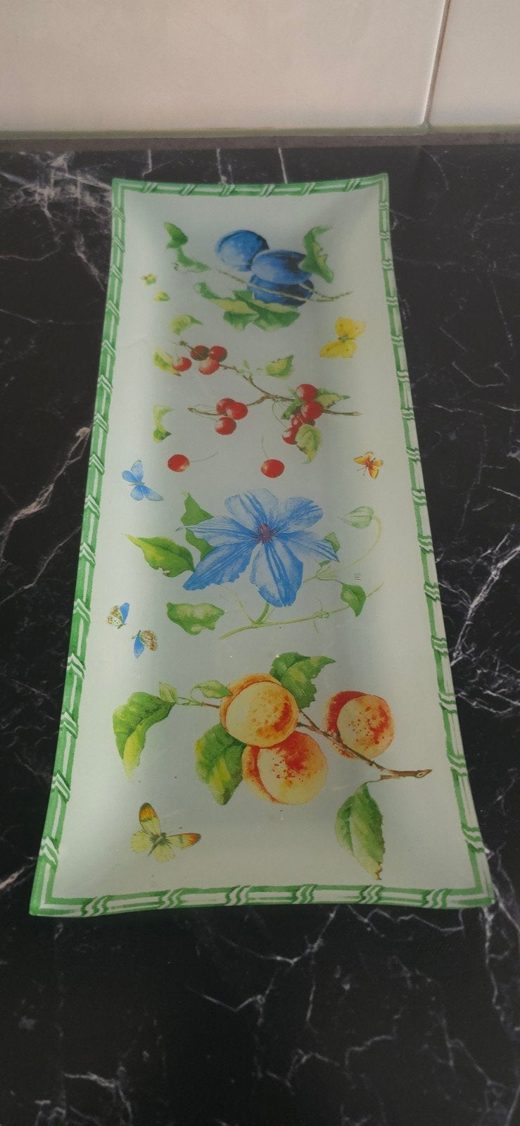 Alie Kruse-Kolk Glazen Schaal met Fruitdecoratie, Antiek en Kunst, Ophalen of Verzenden