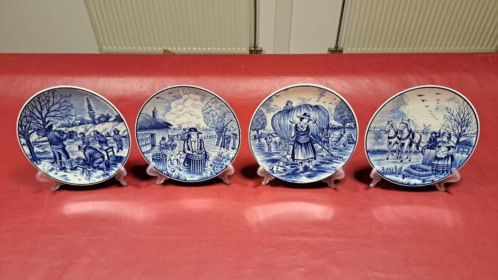 4 Delfts blauwe wandborden, Antiek en Kunst, Antiek | Wandborden en Tegels, Ophalen of Verzenden
