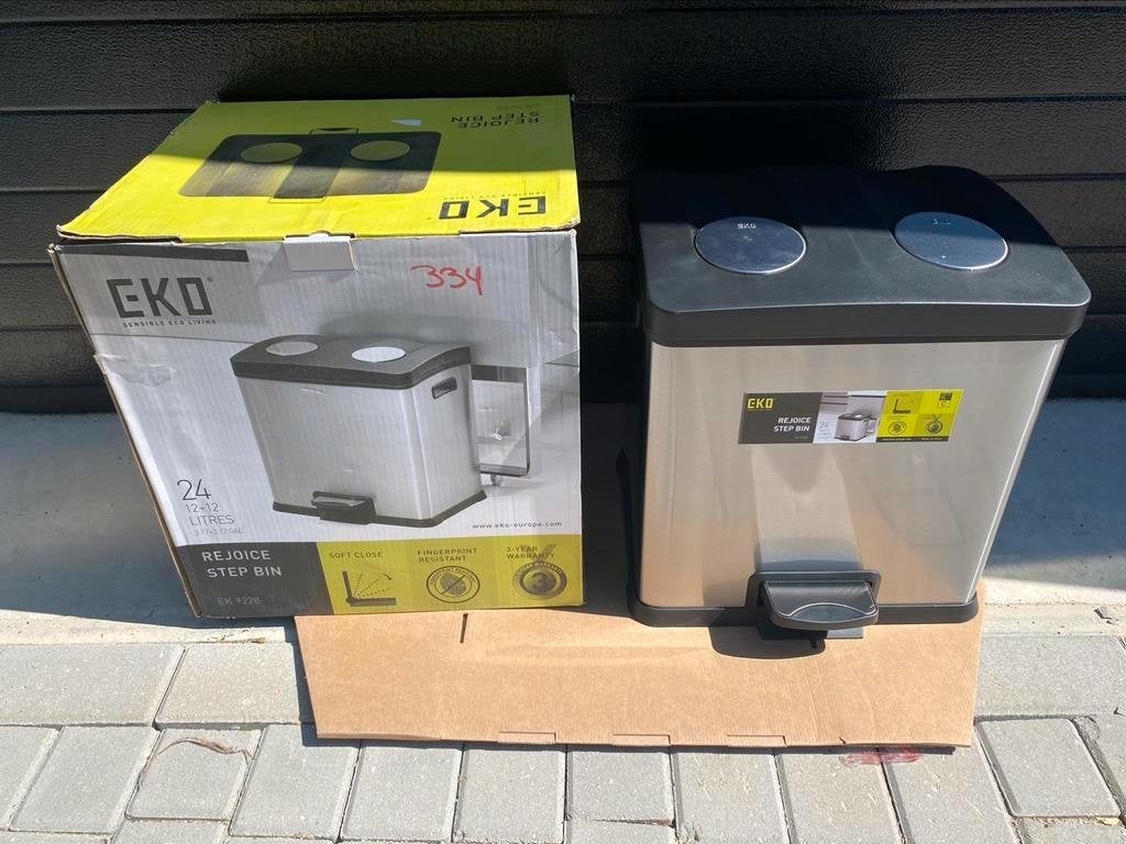 EKO RECYCLING PEDAALEMMER REJOICE, 12+12 LITER nieuw in doos, Huis en Inrichting, Woonaccessoires | Prullenbakken, Kunststof, Met pedaal