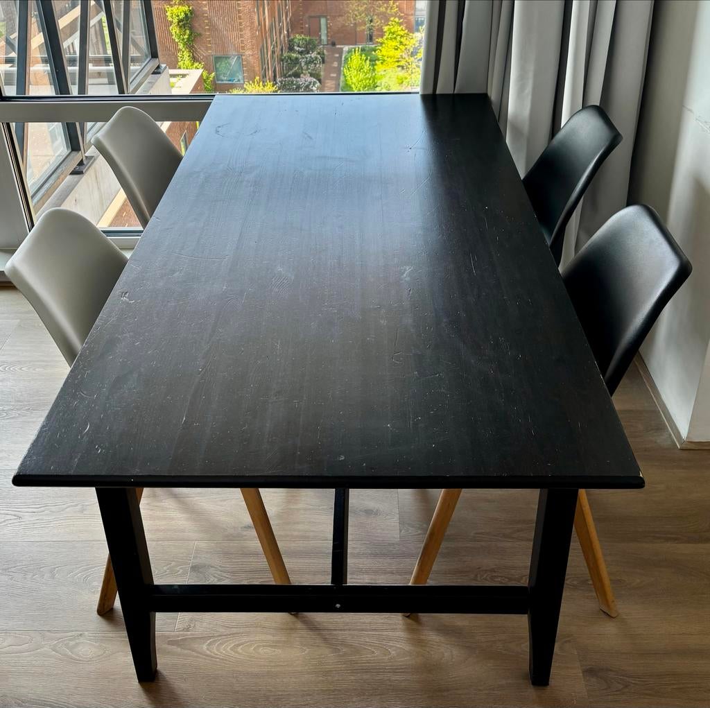 Eettafel - Zwart Hout, Ophalen, Zo goed als nieuw, Zwart, Panty