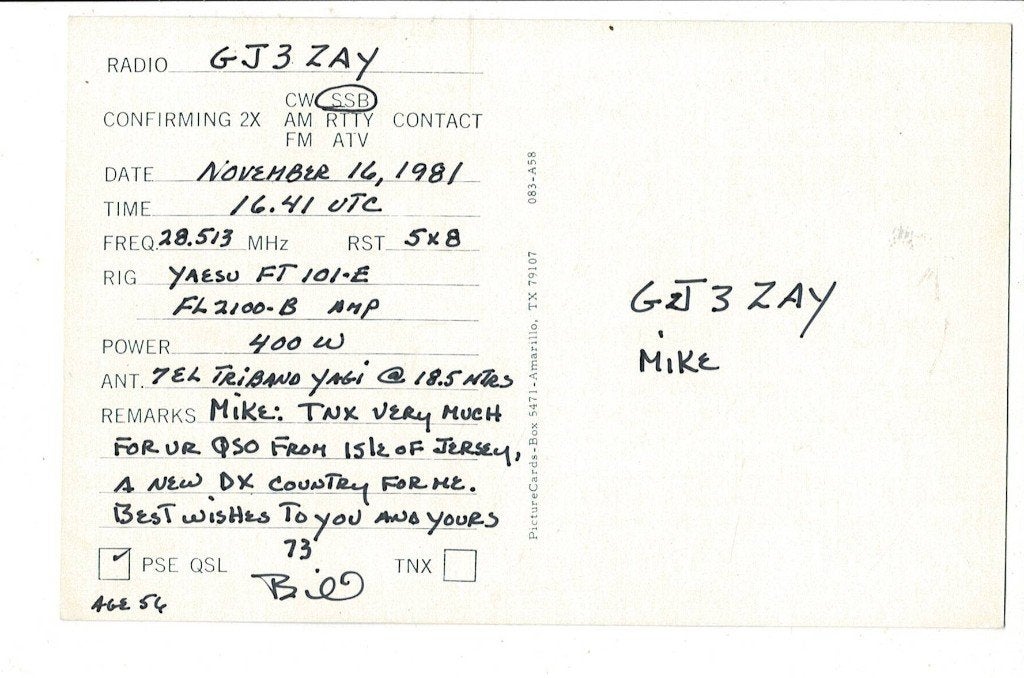 QSL Kaart N6AIT William C. Gregory Chico Californië 1981, Verzenden, 1980 tot heden, Gelopen, Overige thema's