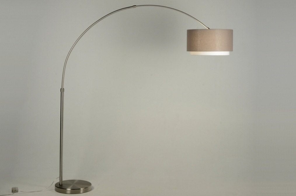 vloerlamp booglamp taupe wit kap bank tafel hoekbank lamp, Ophalen of Verzenden, Nieuw, 150 tot 200 cm