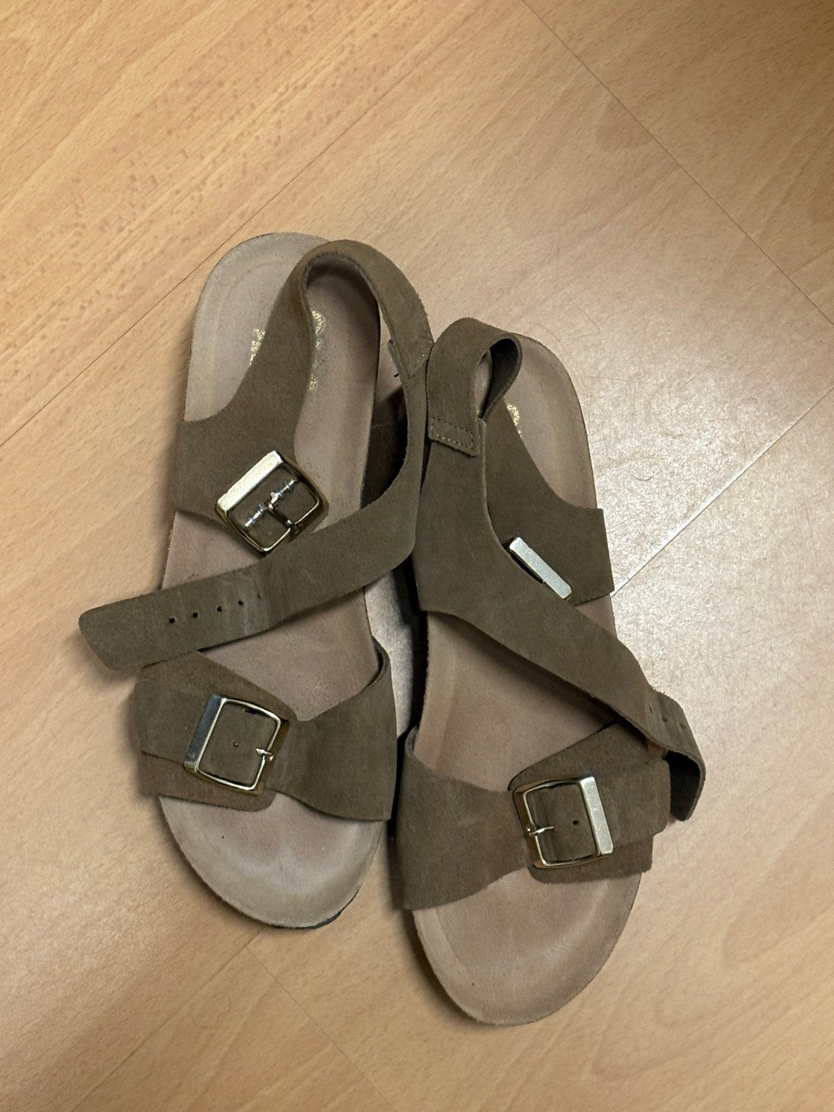 Bruine Bio Life Birkenstocks sandalen met sleehak - Maat 38, Bruin, Zo goed als nieuw, Sandalen of Muiltjes, Ophalen of Verzenden