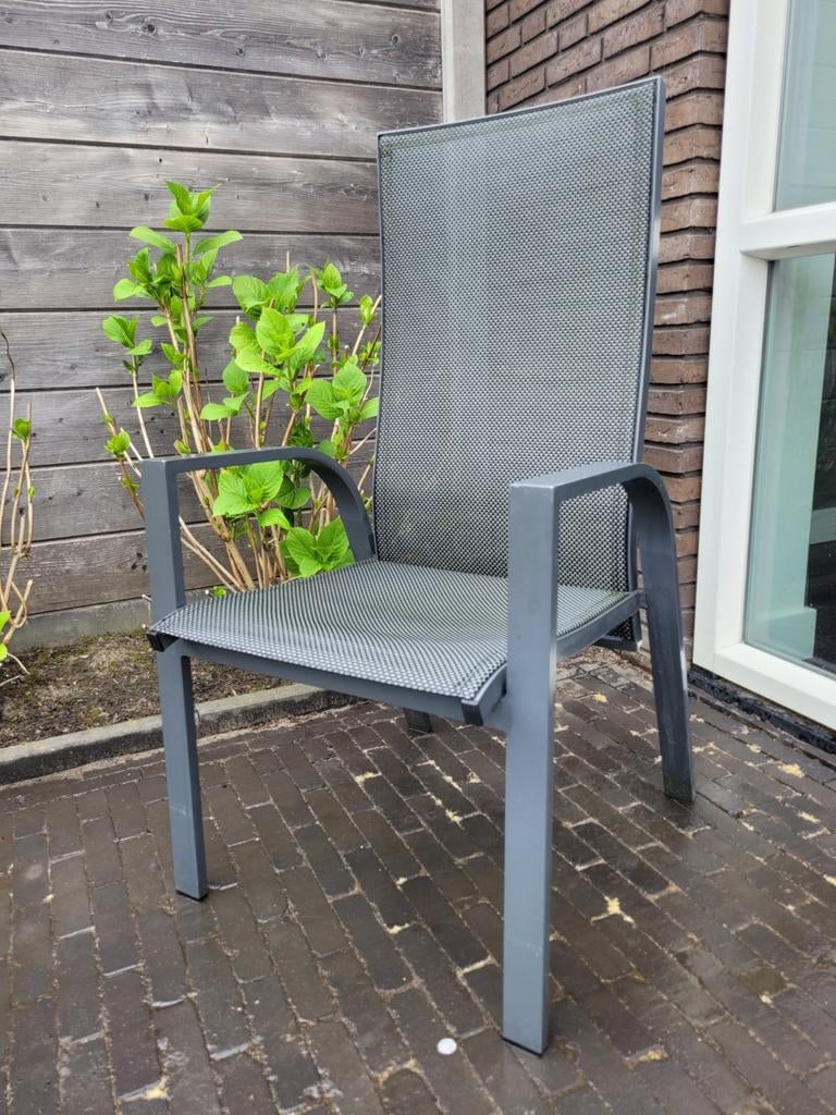 6x Grijze tuinstoel met hoge rugleuning, Ophalen of Verzenden