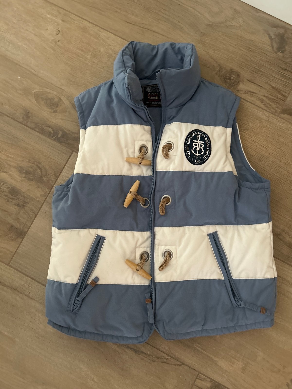 River Woods Bodywarmer - Blauw/Wit gestreept - Maat M, Ophalen of Verzenden, Gedragen, Maat 38/40 (M), Blauw