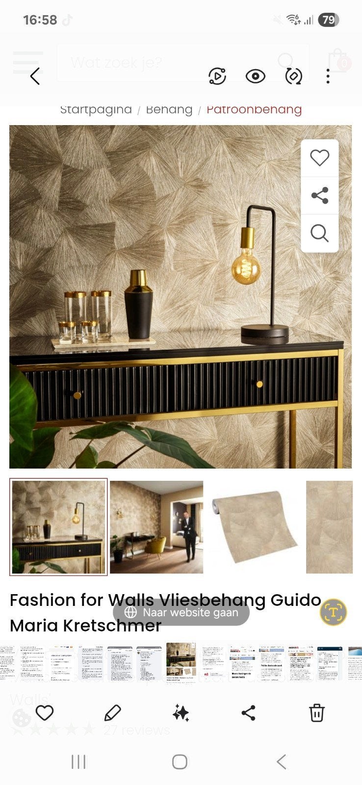 Guido Maria Kretschmer Vliesbehang - Fashion for Walls, Ophalen of Verzenden, 10 tot 25 m², Bruin