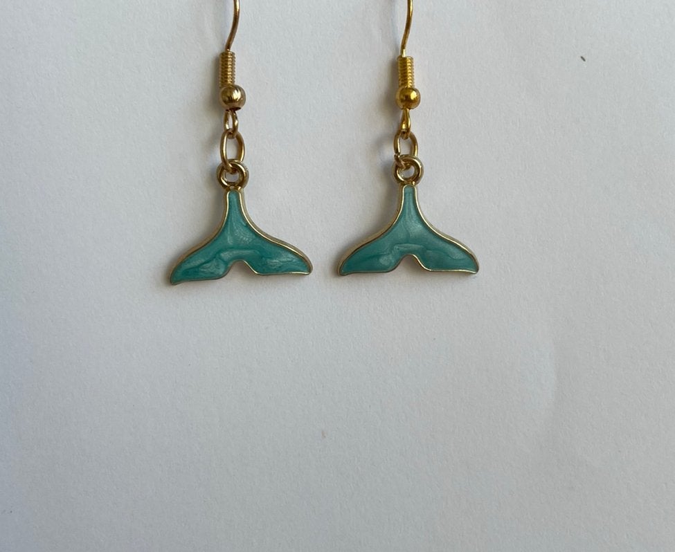 Turquoise zeemeermin staart Oorbellen, Overige materialen, Hangers, Nieuw, Verzenden