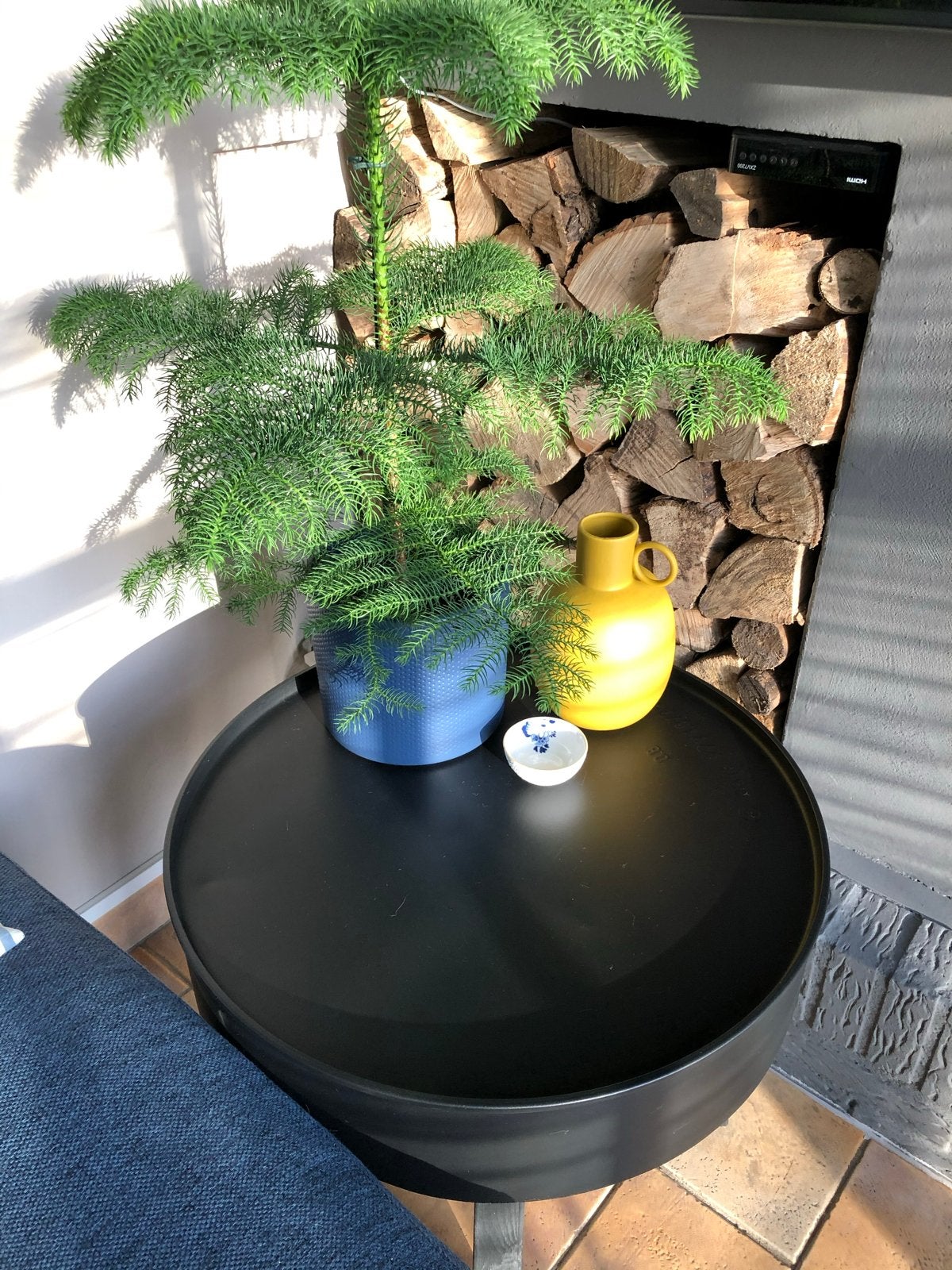 Uniek bijzettafeltje van olievat, Ophalen, Minder dan 45 cm, Gebruikt, Metaal of Aluminium