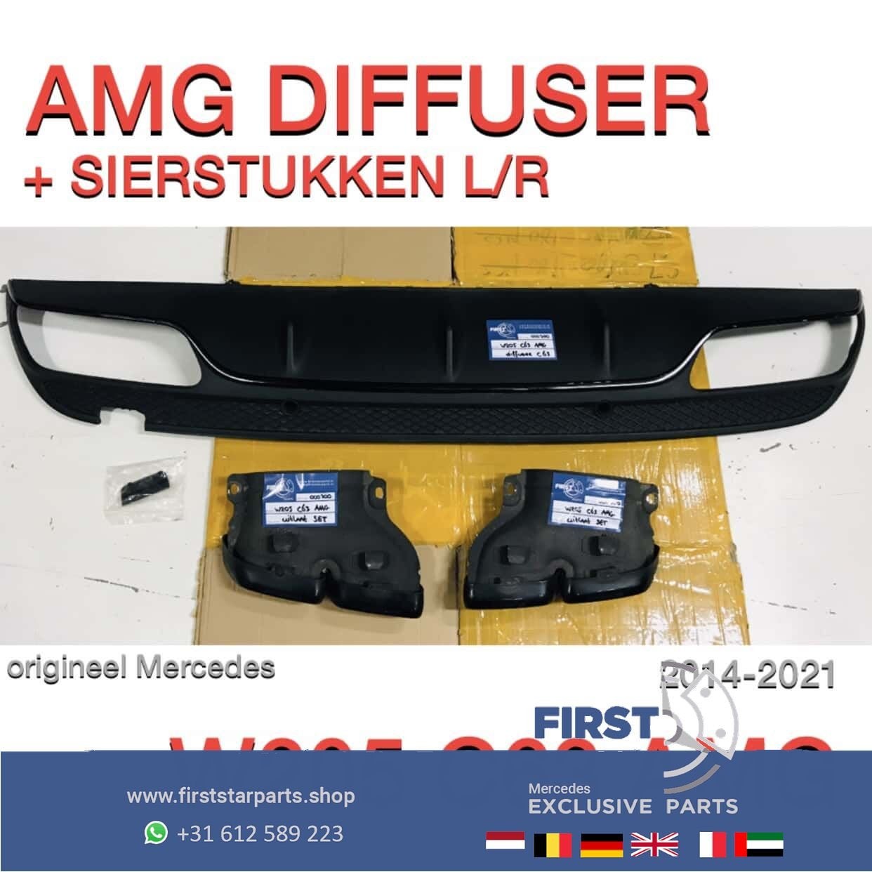 W205 S205 C63 AMG DIFFUSER + UITLAAT SIERSTUKKEN voor Merced, Gebruikt, -, Ophalen of Verzenden, -