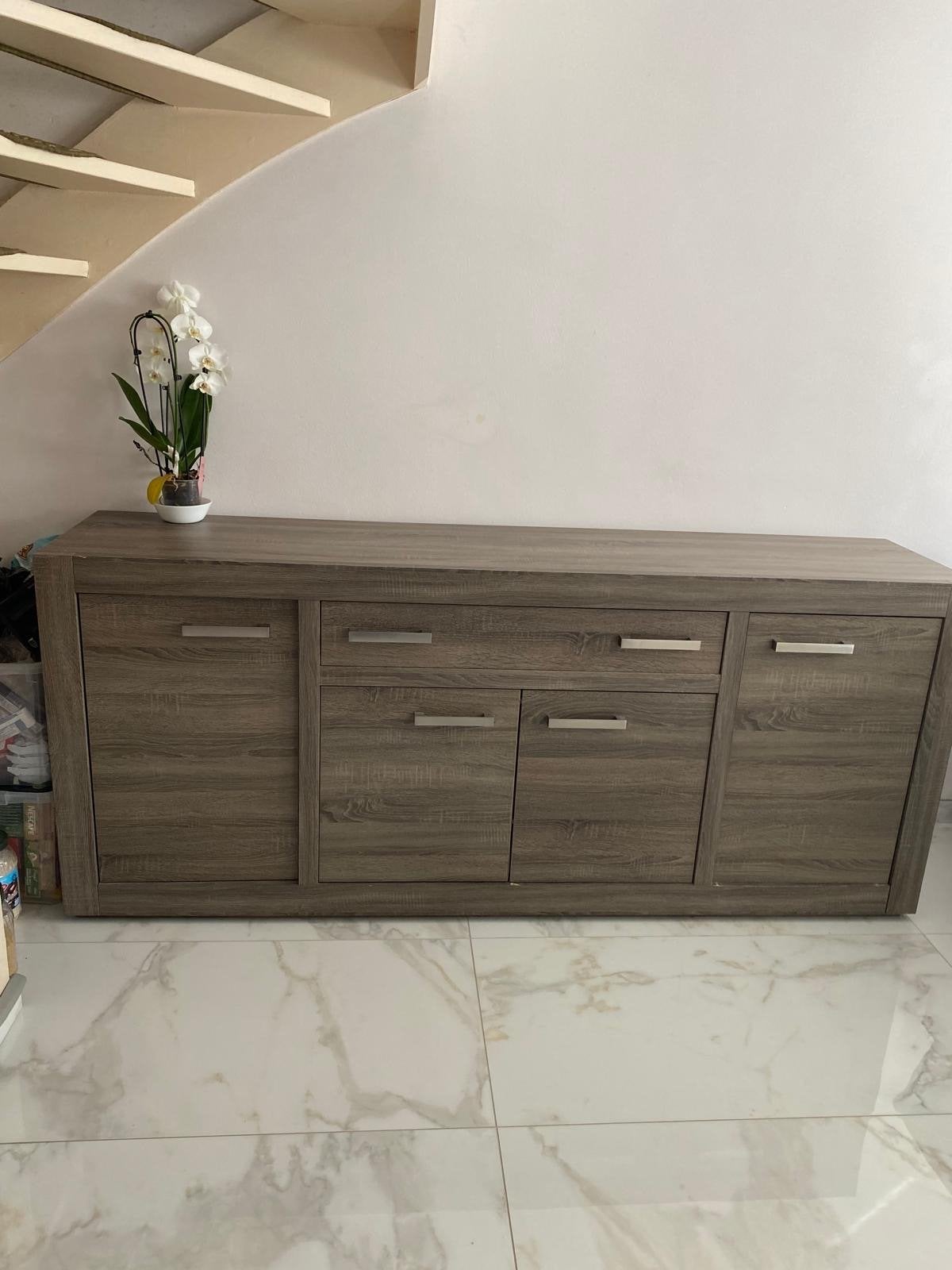 Dressoir, salontafel, tv-meubel + gratis eettafel en stoelen, Ophalen, Gebruikt, 150 tot 200 cm, Met lade(s)