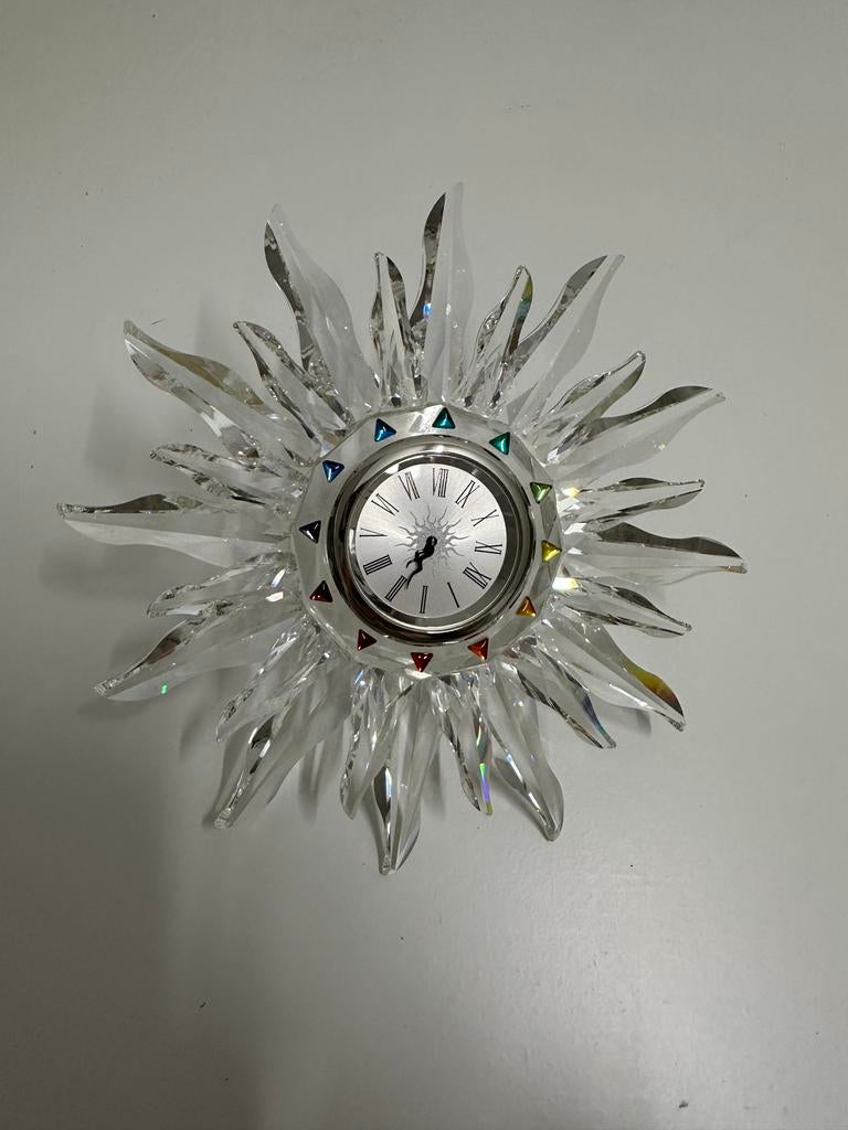 Swarovski Kristallen solaris met Kleuraccenten, Ophalen of Verzenden, Zo goed als nieuw, Analoog, Wekker of Tafelklok