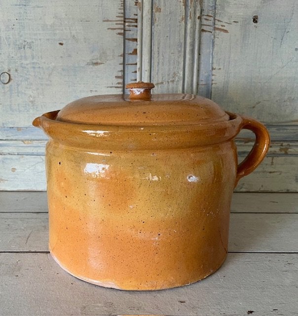 Antieke Provençaalse pot met deksel oor en schenktuit, Antiek en Kunst, Ophalen of Verzenden