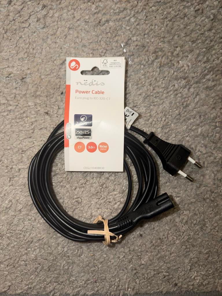 10 STUKS - Nedis Power Kabel Eurostekker 3 meter, Audio, Tv en Foto, Audiokabels en Televisiekabels, Nieuw, Overige kabels, 2 tot 5 meter