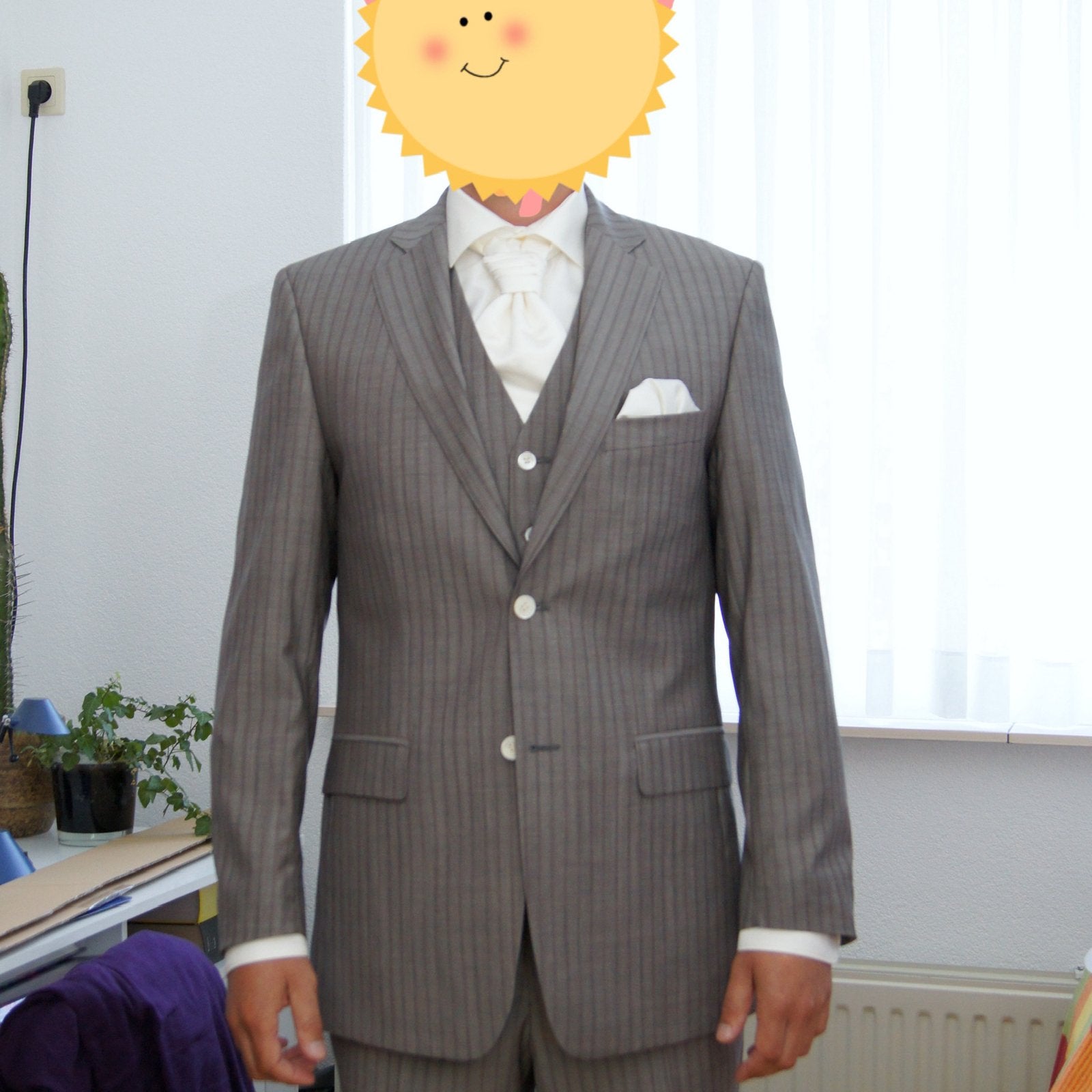 Prachtig trouwpak, Ophalen of Verzenden, Zo goed als nieuw, Maat 52/54 (L), Beige