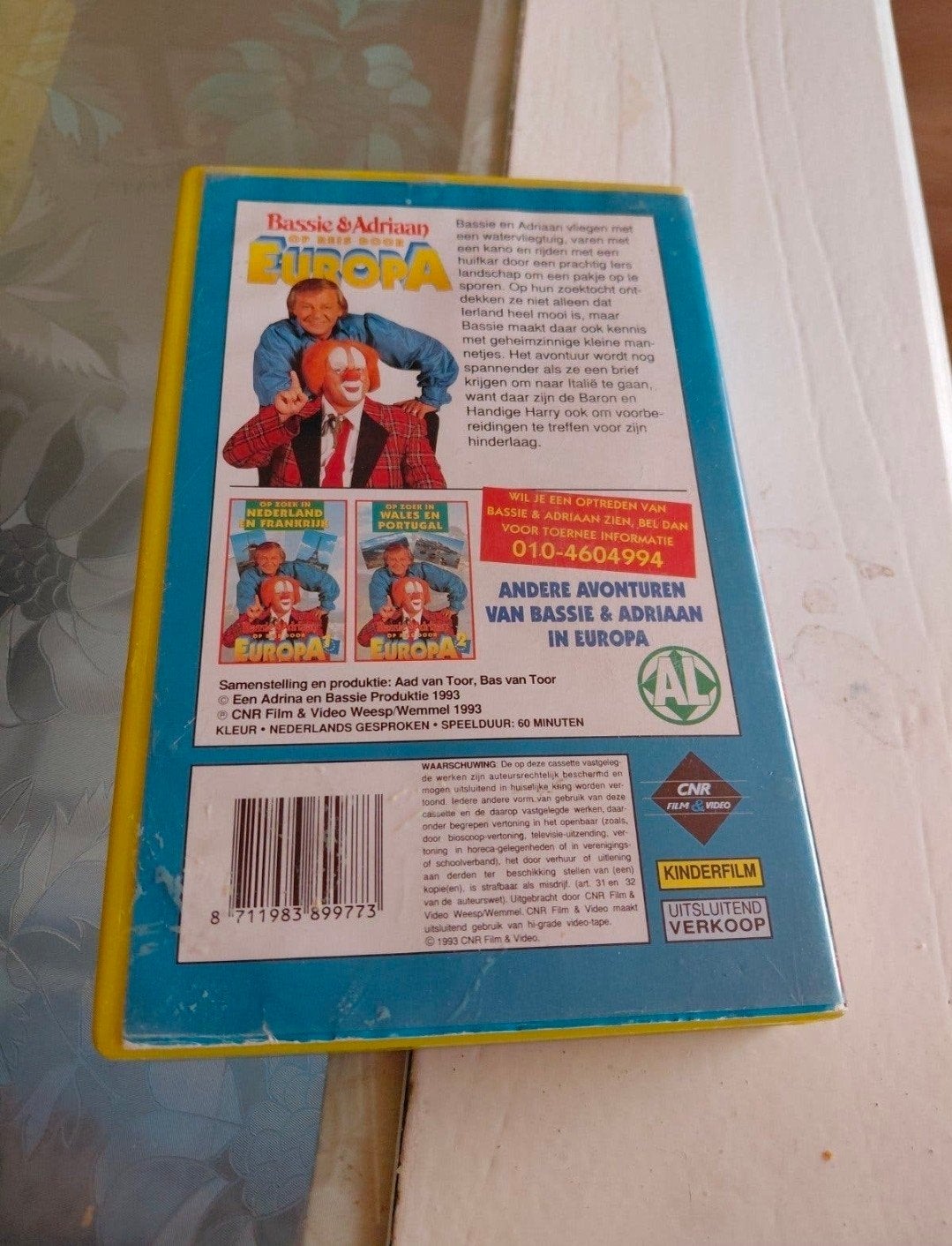Bassie en Adriaan Reis door Europa 3 Ierland Italië CNR VHS, Cd's en Dvd's, Ophalen of Verzenden, Gebruikt, Kinderprogramma of -film