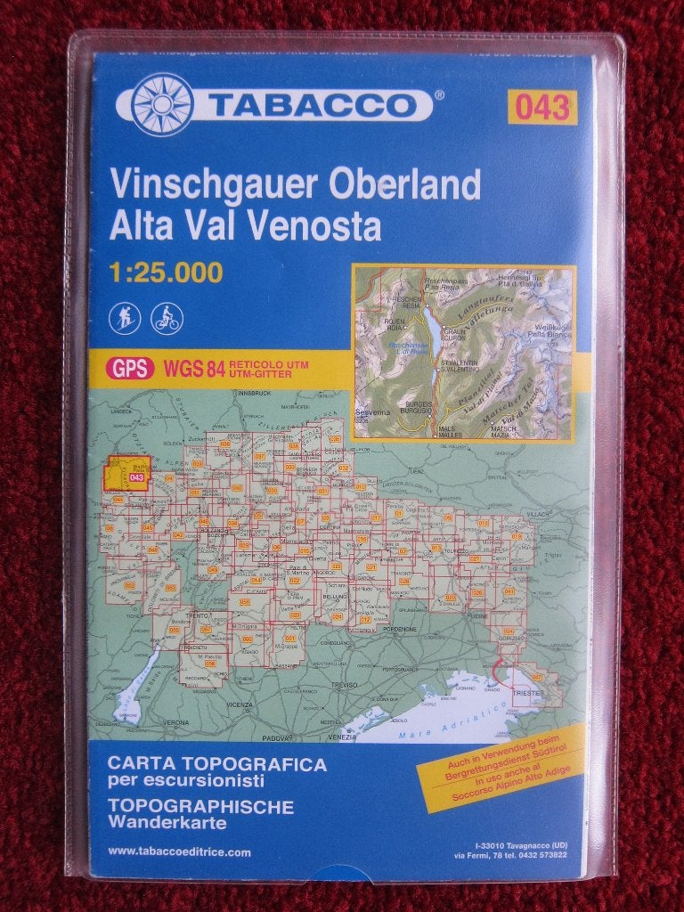 Tabacco Wanderkarte 043 Vinschgauer Oberland - Nauders, 2012, Boeken, Atlassen en Landkaarten, Gelezen, Verzenden, Italië, Landkaart