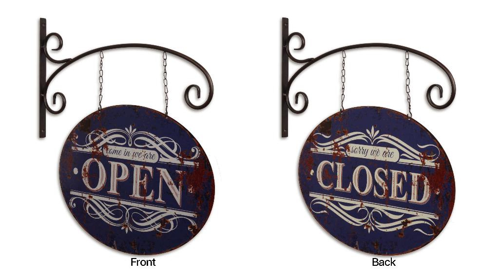 Open Closed blauw uithangbord reclamebord van metaal deco