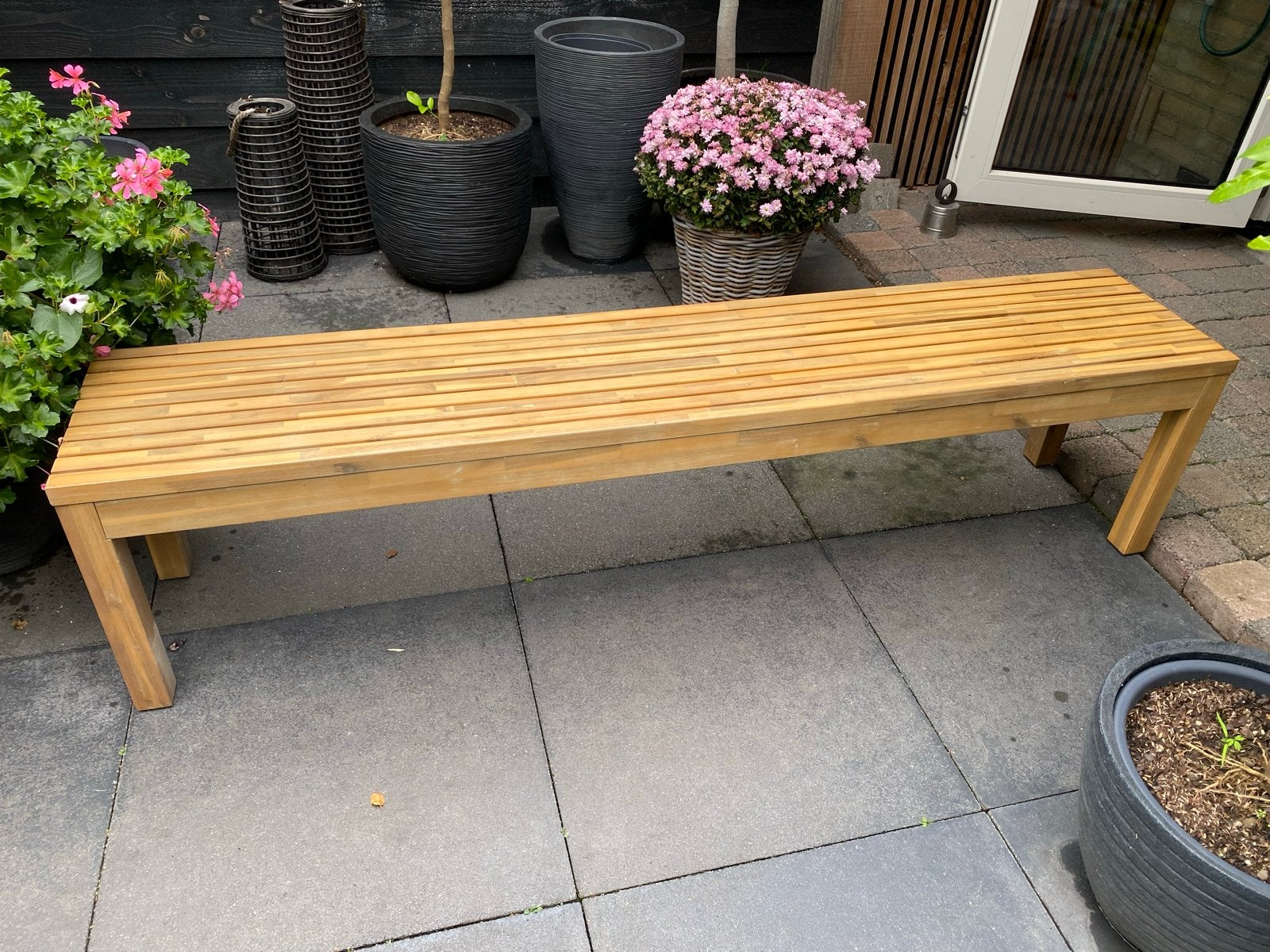 KARWEI tuinbank Hugo 180 cm licht teakhout, Tuin en Terras, Ophalen, Zo goed als nieuw, Teakhout