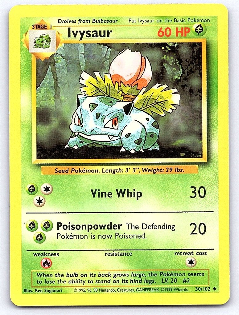 Ivysaur 30/102 Uncommon Base Set, Ophalen of Verzenden, Gebruikt