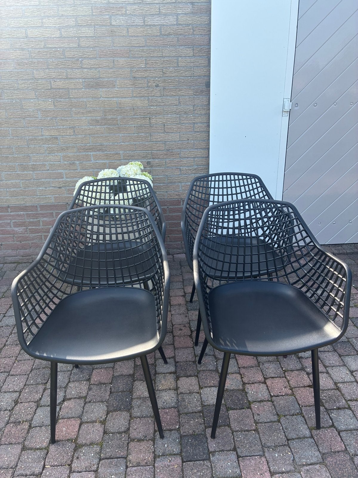 2x4 Zwarte Tuinstoelen met Armleuningen - Zo goed als nieuw, Tuin en Terras, Tuinstoelen, Ophalen of Verzenden, Zo goed als nieuw