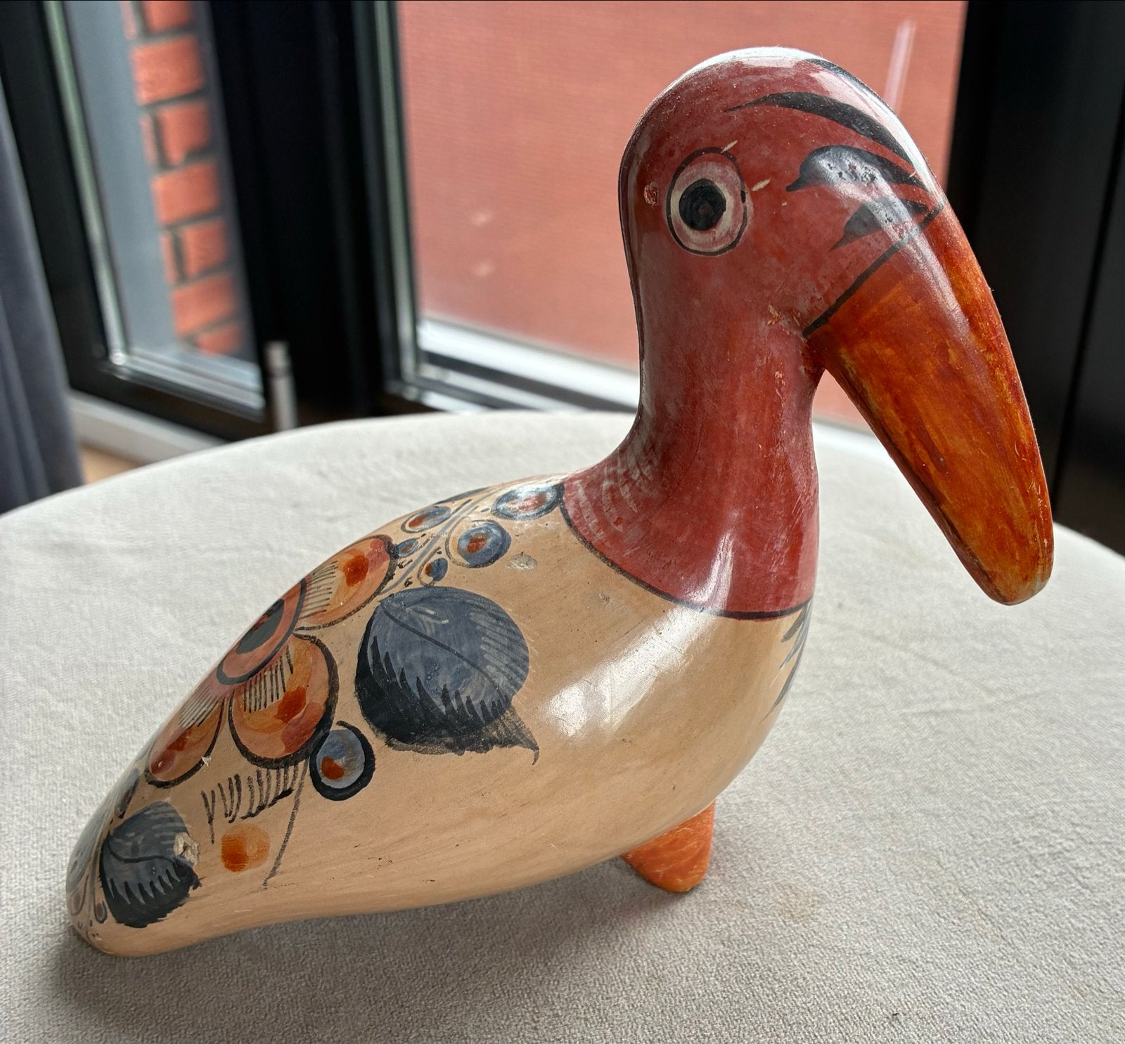 Uniek Mexicaans beeldje van een vogel, handgeschilderd, Verzamelen, Beelden en Beeldjes, Ophalen of Verzenden, Gebruikt, Dier